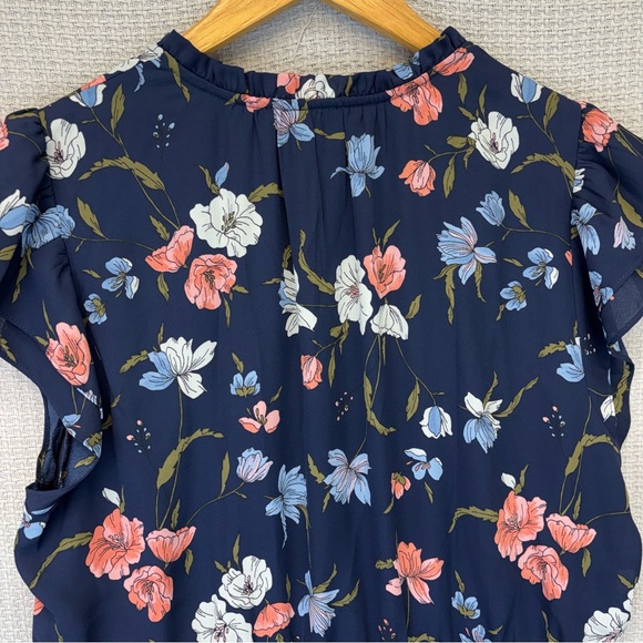 NWT Les Serein Women’s Clio Flutter Sleeve Floral Print A-Line Dress Blue XL - Picture 7 of 9